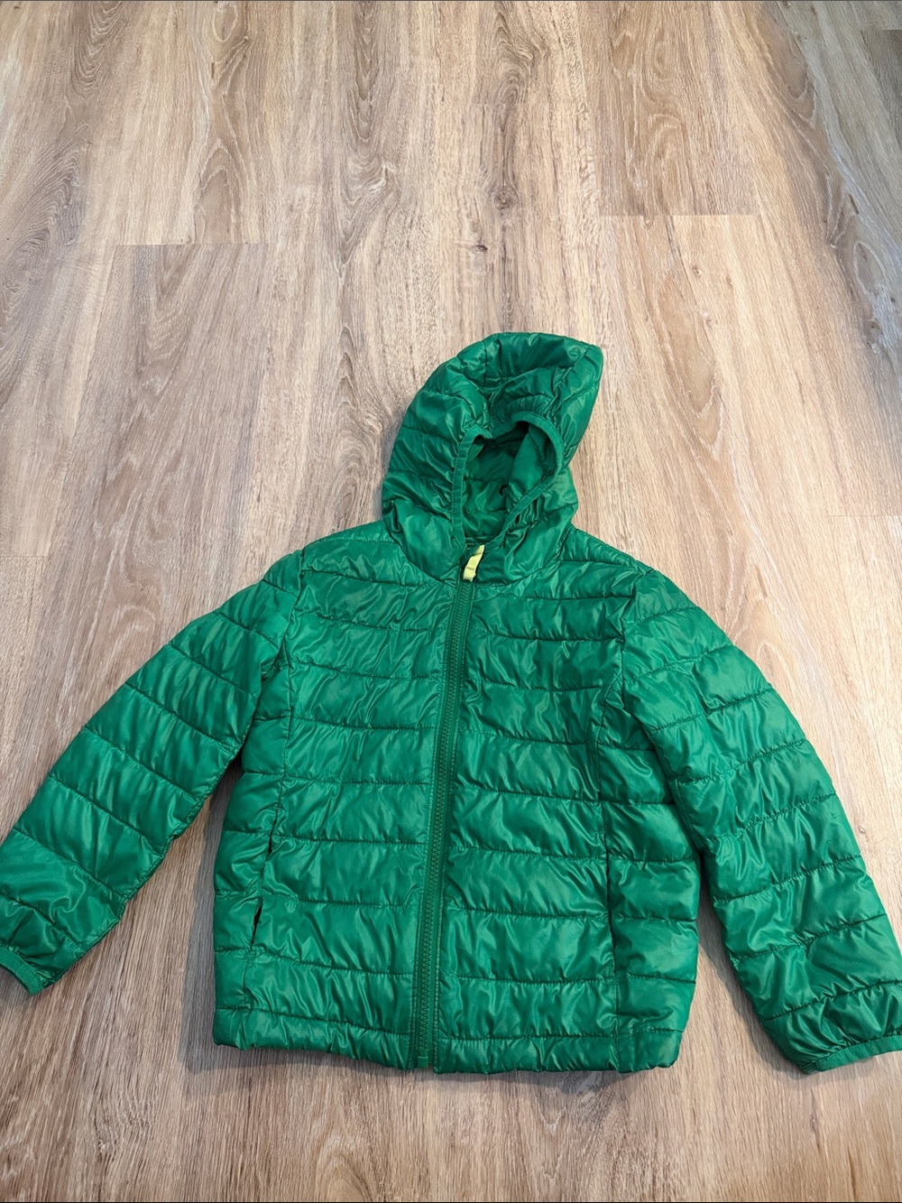 Primary Bright Green Quilted Jacket with Hood
